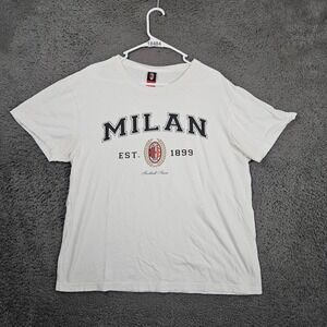 Mens AC Milan Official Football Team Est 1899 White T Shirt XL